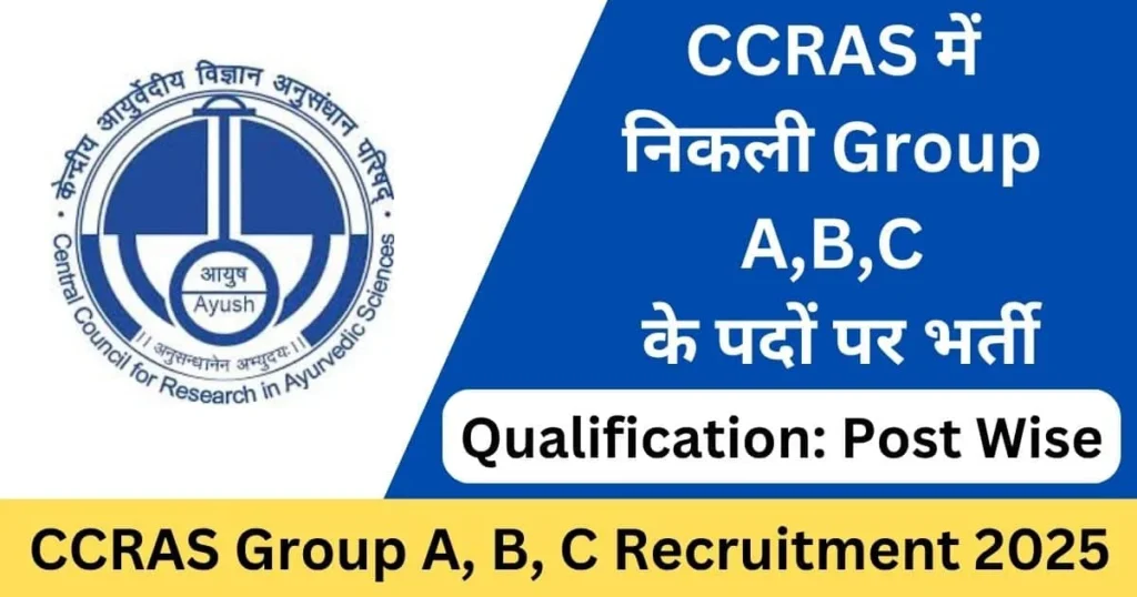 CCRAS Recruitment 2025: 394 Vacancies Online Form