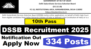 DSSSB Recruitment 2025 – Apply Online for 334 Group C Vacancies